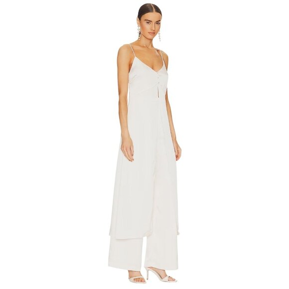 Line & Dot Jordey Pants in Ivory XSmall New Womens Satin Wide Leg Trousers - Picture 3 of 9